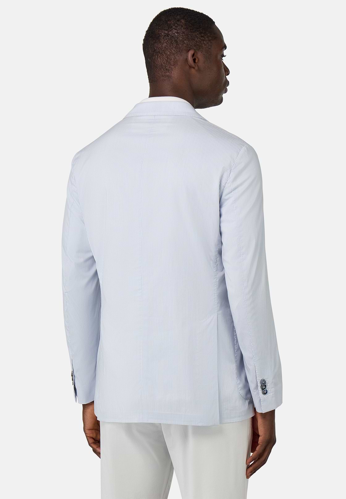 Super-Lightweight Stretch Cotton Jacket, White - Blue, hi-res