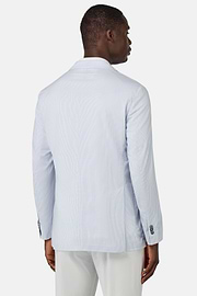 Super-Lightweight Stretch Cotton Jacket, White - Blue, hi-res