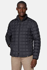 Bomber Jacket In Technical Fabric With Goose Down, Navy blue, hi-res