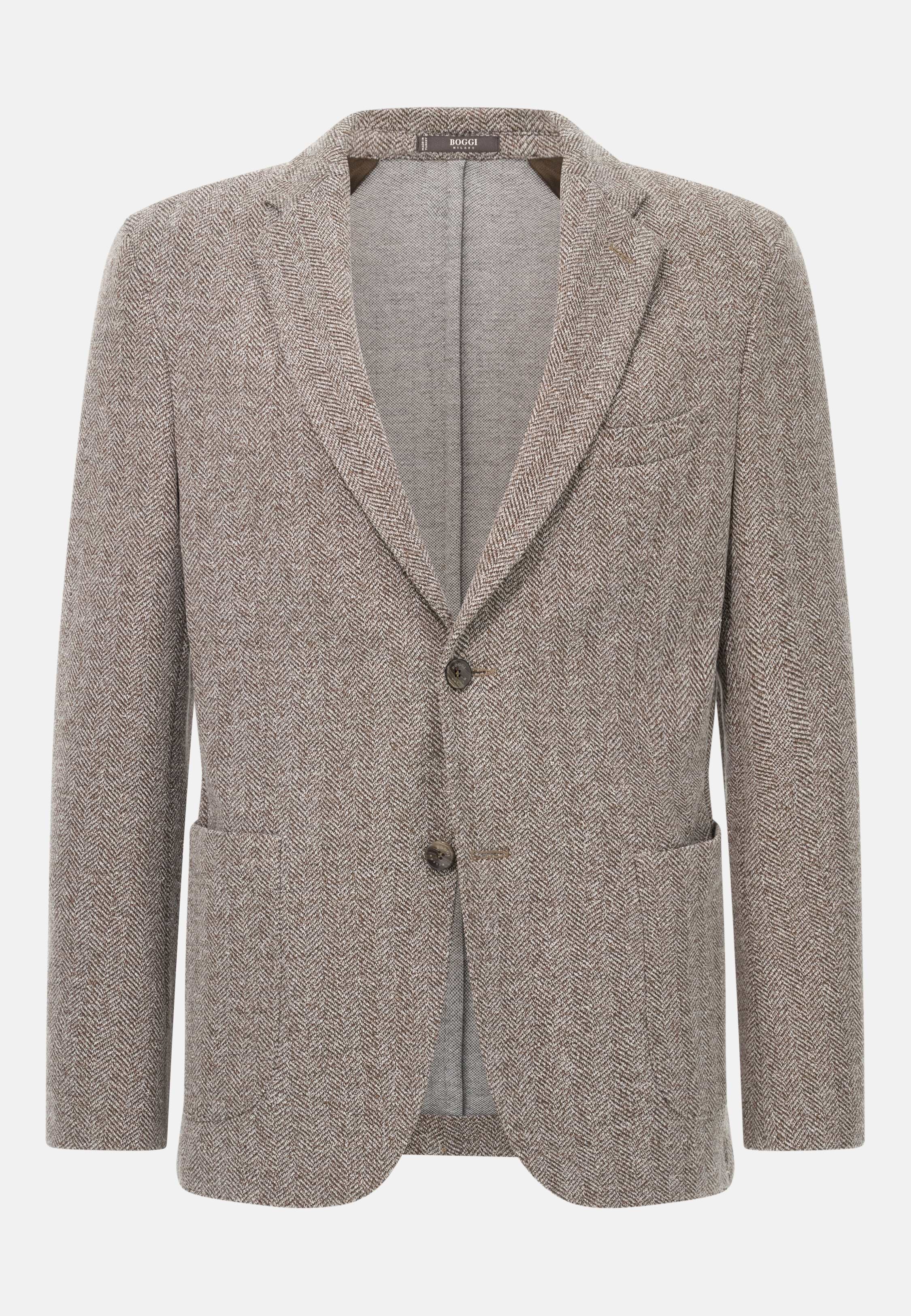 Men's B-Jersey Herringbone Jacket in a Cotton Blend | Boggi Milano