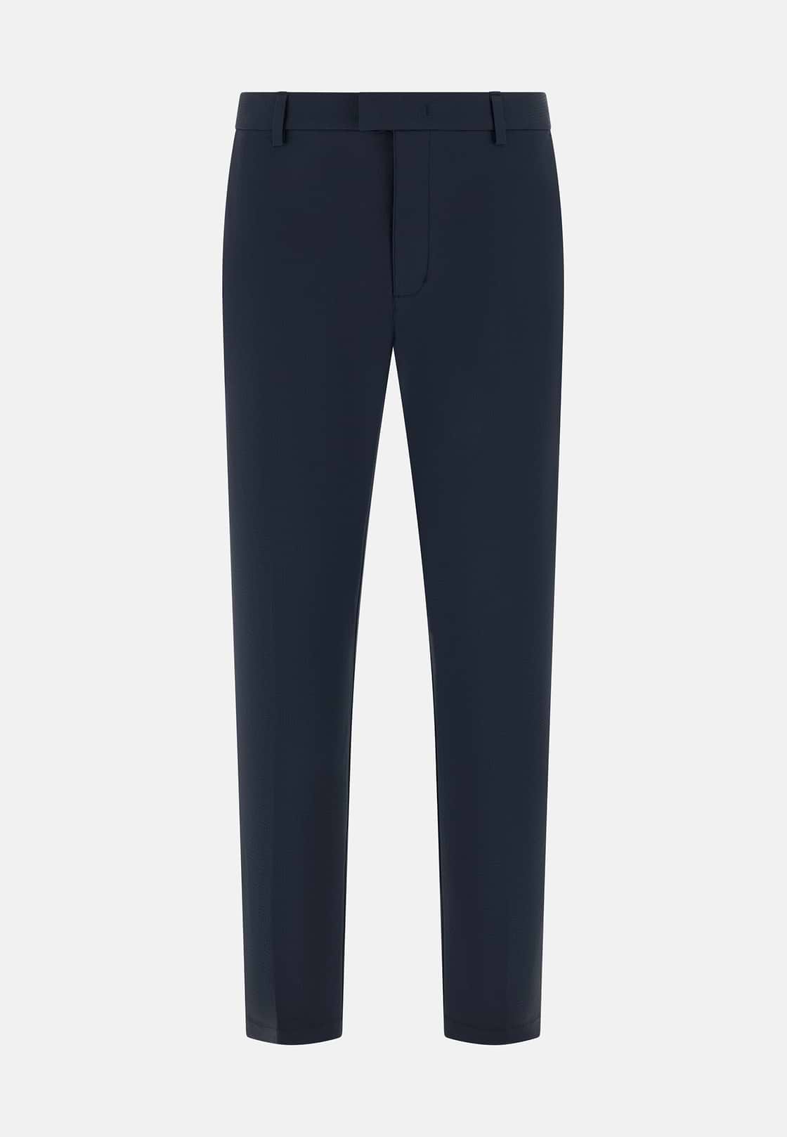 Hose Aus Elastischem Seersucker-BaumwolleNylon B T, Navy blau, hi-res, 5