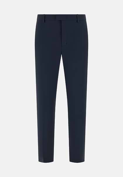 B Tech Trousers in Stretch Nylon Seersucker, Navy blue, hi-res