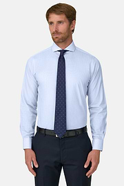 Shirt Checked Cotton Poplin Slim Fit, Light Blue, thumb, 1