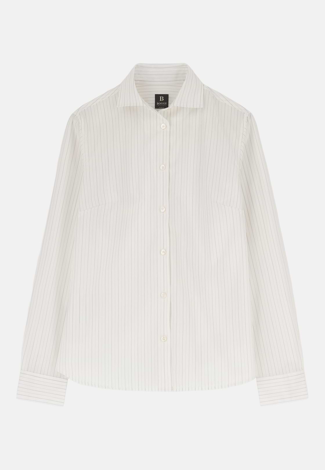 Camicia A Righe In Cotone Seta Regular Fit, Bianco, hi-res, 5