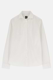 Camicia A Righe In Cotone Seta Regular Fit, Bianco, thumb, 5