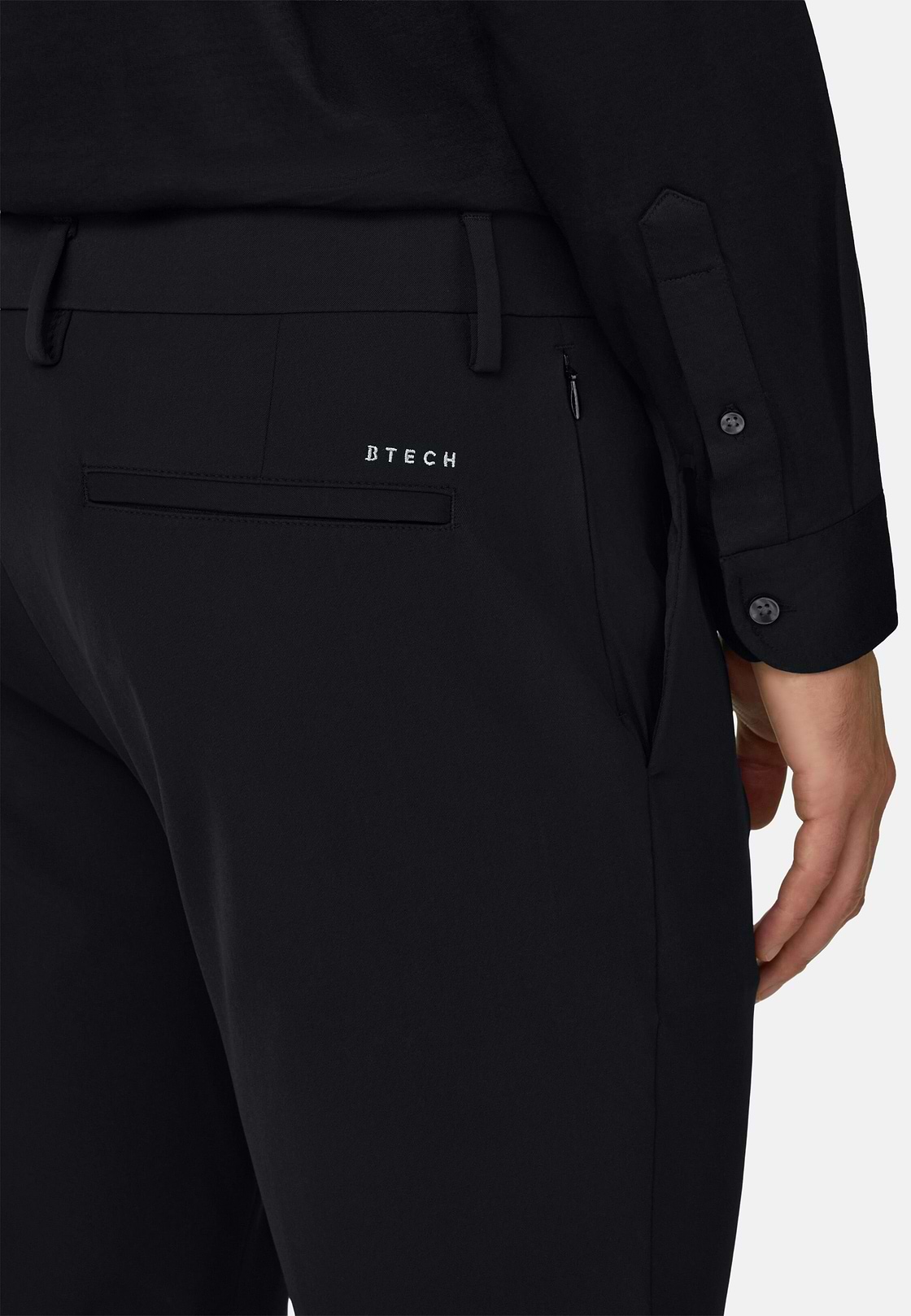 B Tech Stretch Performance Nylon Trousers, Black, hi-res, 3