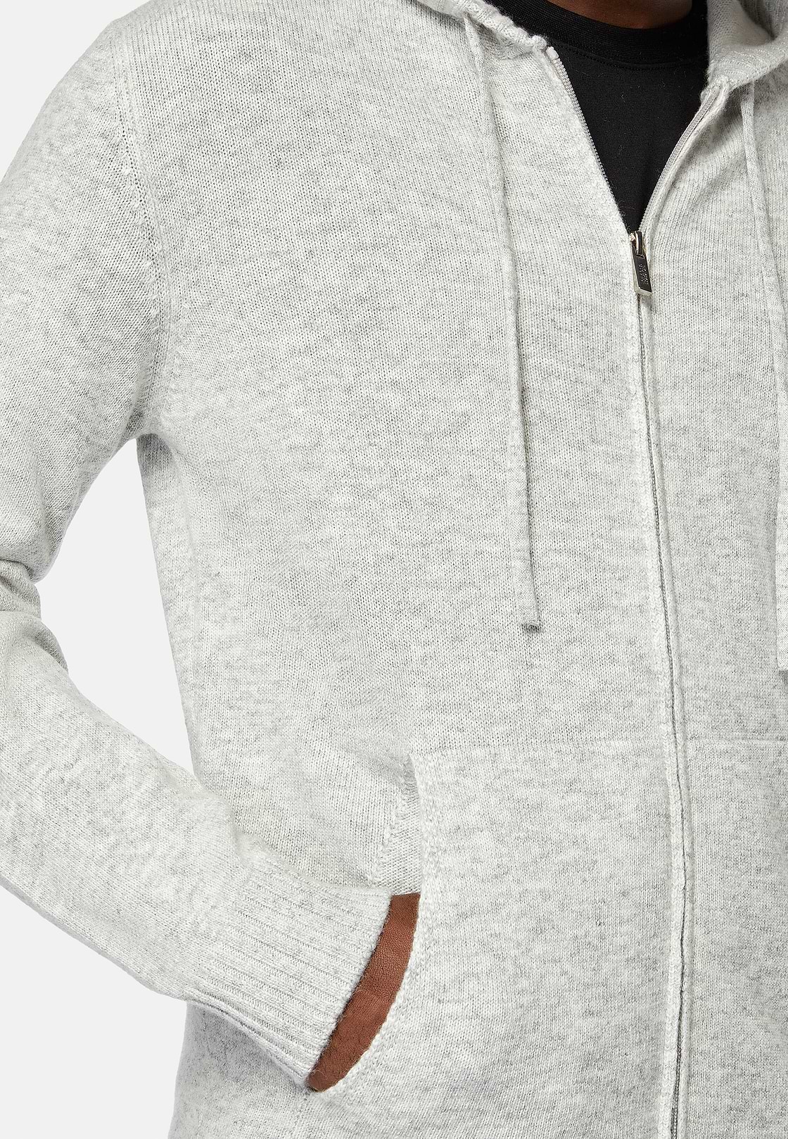 Men s Grey Cashmere Blend Full Zip Hooded Jumper Boggi Milano