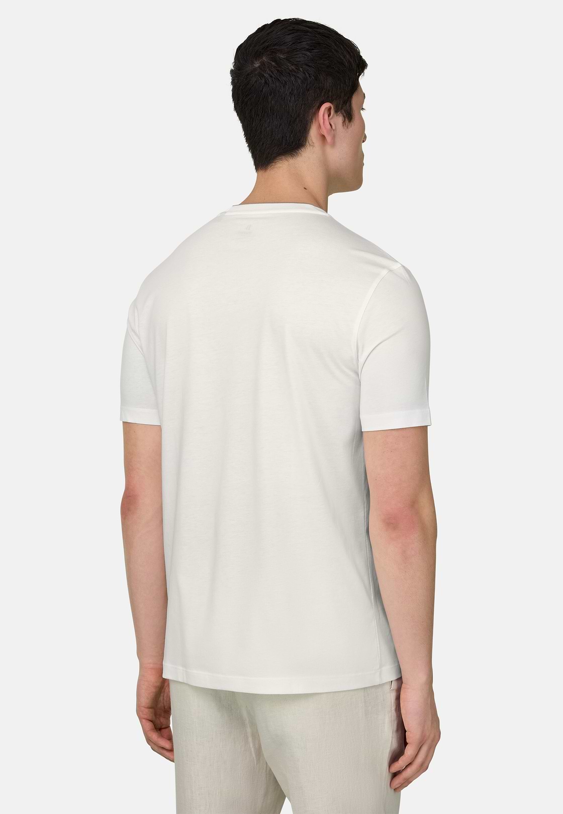 T-Shirt In Cotone Tencel, Bianco, hi-res, 3