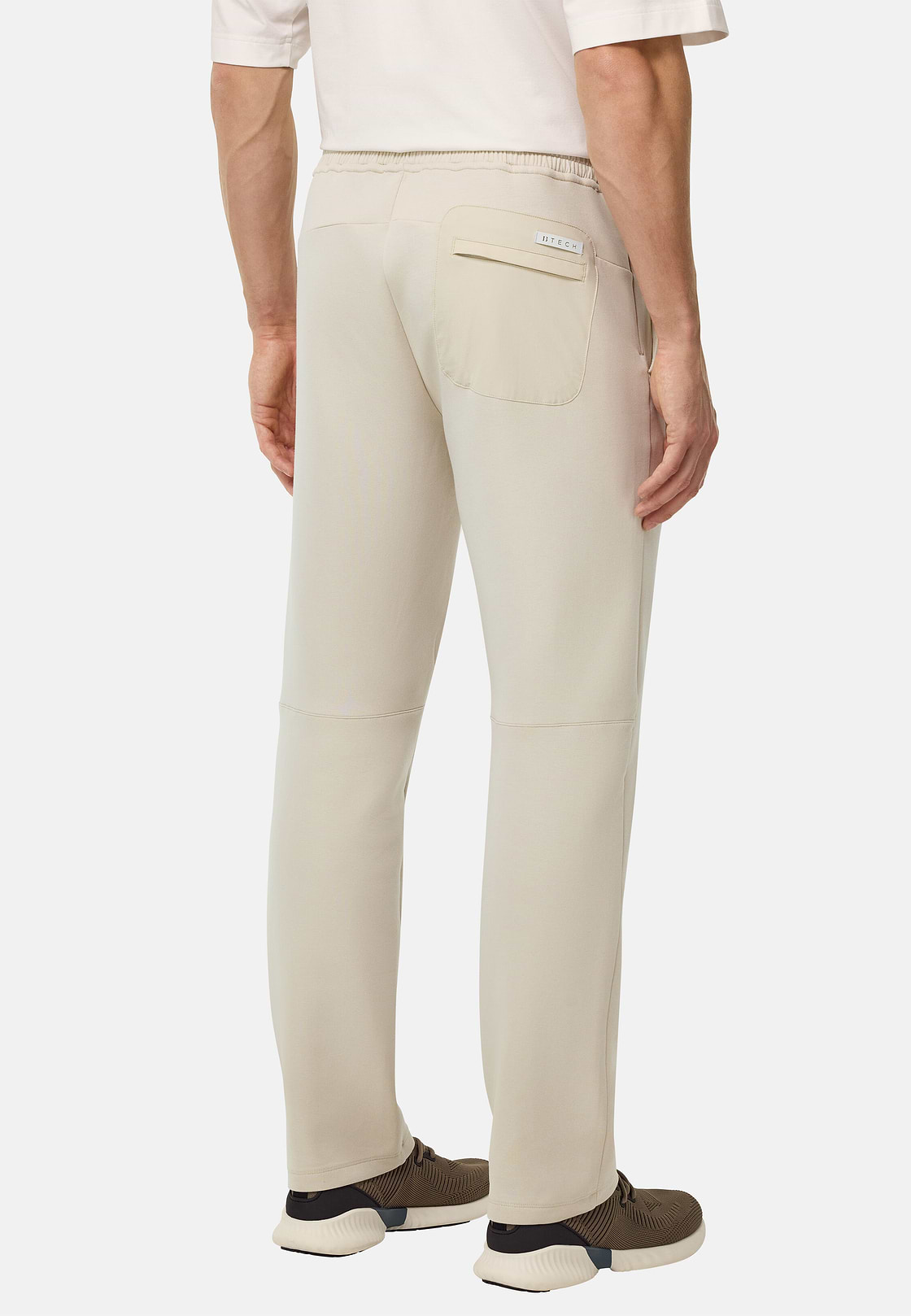 Lightweight Scuba Cotton Blend Trousers, Sand, hi-res