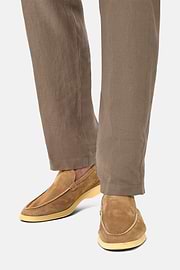 Aria Suede Leather Loafers, Sand, hi-res