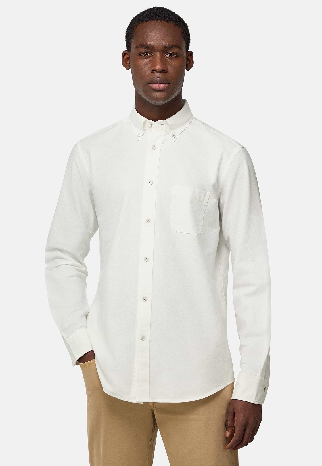 Regular Fit Oxford Cotton Shirt, White, hi-res