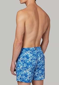 bathings trunks blue-white pois tie and dye print