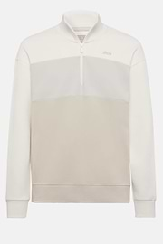 Half Zip Sweatshirt In Organic Cotton Blend, White, hi-res