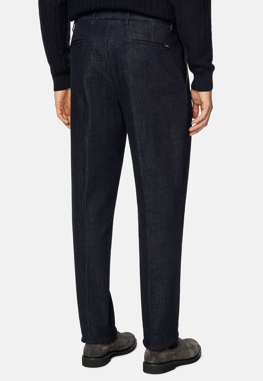 Pantalón De Denim Elástico, Azul Oscuro, hi-res