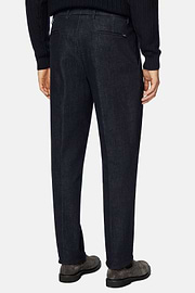 Pantalón De Denim Elástico, Azul Oscuro, hi-res