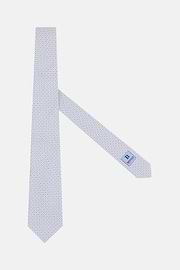 Geometric Patterned Silk Tie, OFFWHITE, thumb, 1