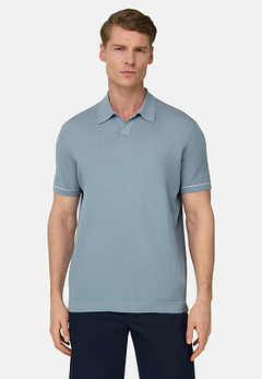 Strick-Poloshirt Aus Baumwollkrepp