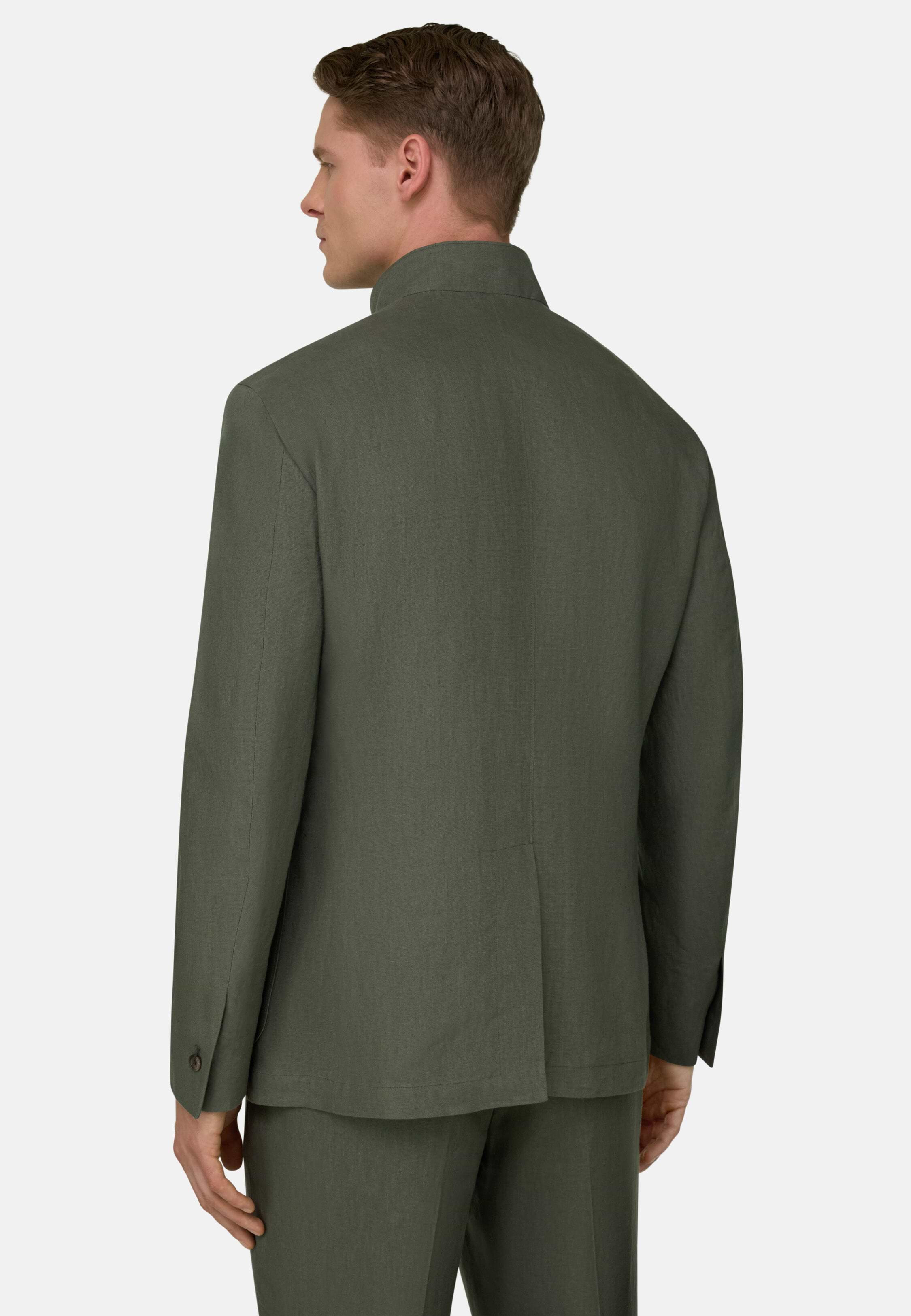 Men's Pure Linen Jacket, Green | Boggi Milano