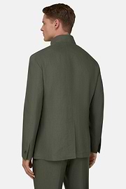 Pure Linen Jacket, Green, thumb, 3