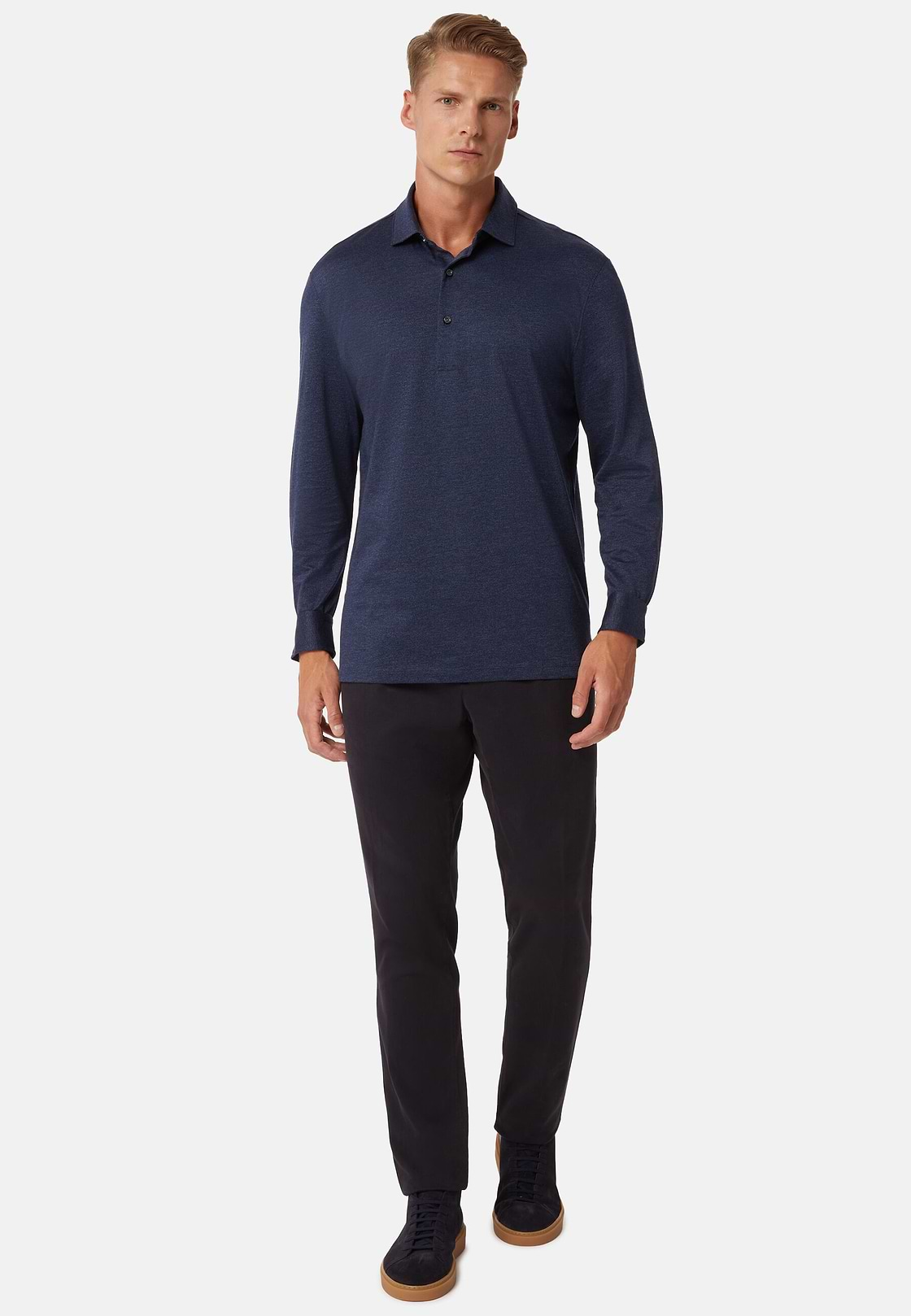 Polo In Jersey Di Cotone Regular Fit, Navy, hi-res