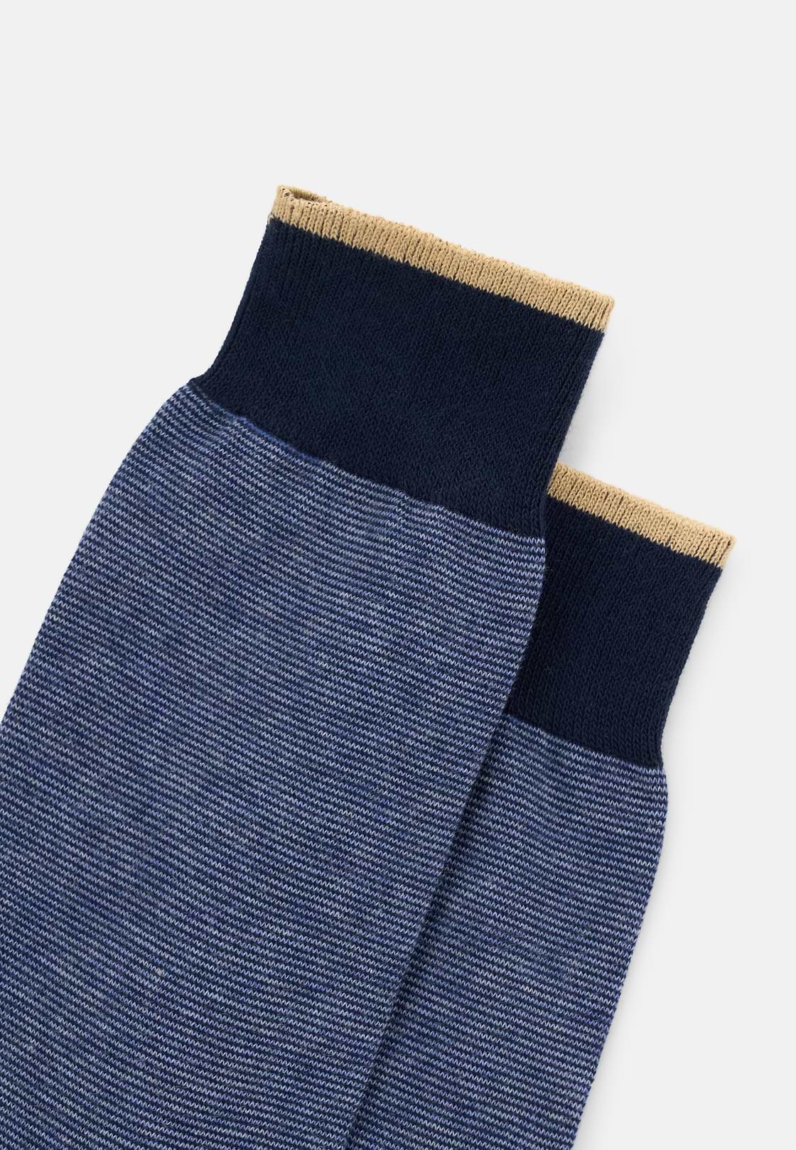 Short Socks Striped Cotton Blend, Navy blue, hi-res, 3