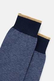 Short Socks Striped Cotton Blend, Navy blue, thumb, 3