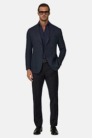 Blazer Herringbone Cotton Blend, Navy blue, thumb, 2