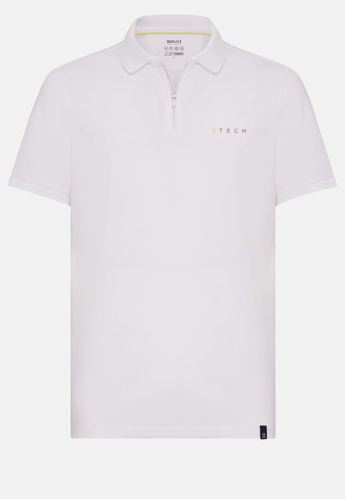 High-Performance Piqué Polo Shirt, White, hi-res