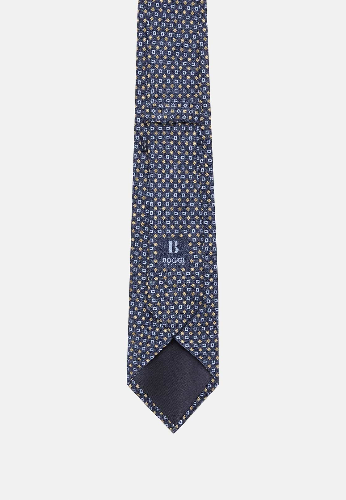 Silk Tie with Medallion Motifs, Navy blue, hi-res