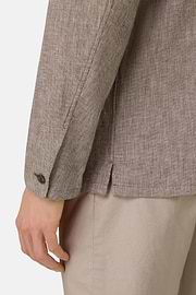 Giacca Camicia In Cotone Lino, Marrone, thumb, 4