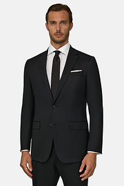 Stretch Wool Blazer, Black, thumb, 1