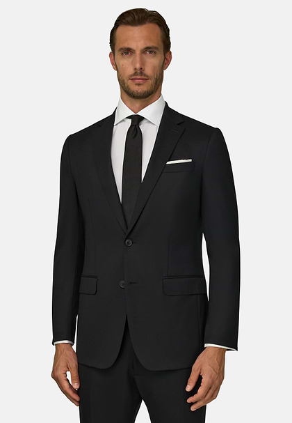 Stretch Wool Knit Jacket, Black, hi-res