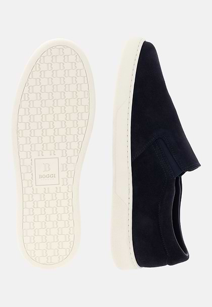 Heirtage Slip-Ons in Suede Leather, Navy blue, hi-res