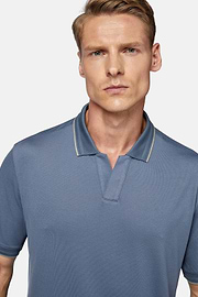 High-Performance Piqué Polo Shirt, Indigo, hi-res