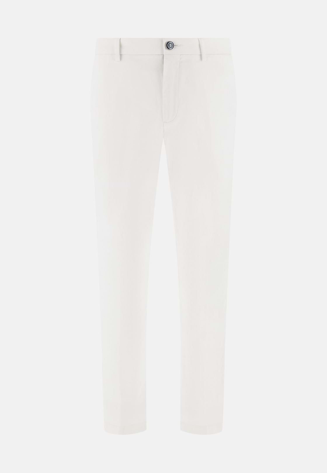 Stretch Cotton Trousers, White, hi-res, 1