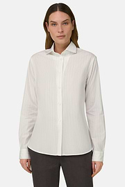 Camicia A Righe In Cotone Seta Regular Fit, Bianco, thumb, 1