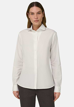 Camicia A Righe In Cotone Seta Regular Fit