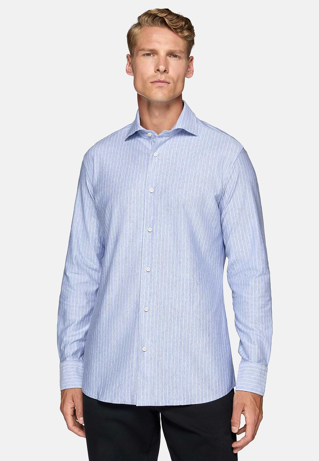 Polo Camicia In Jersey Di Cotone Regular Fit, Azzurro, hi-res