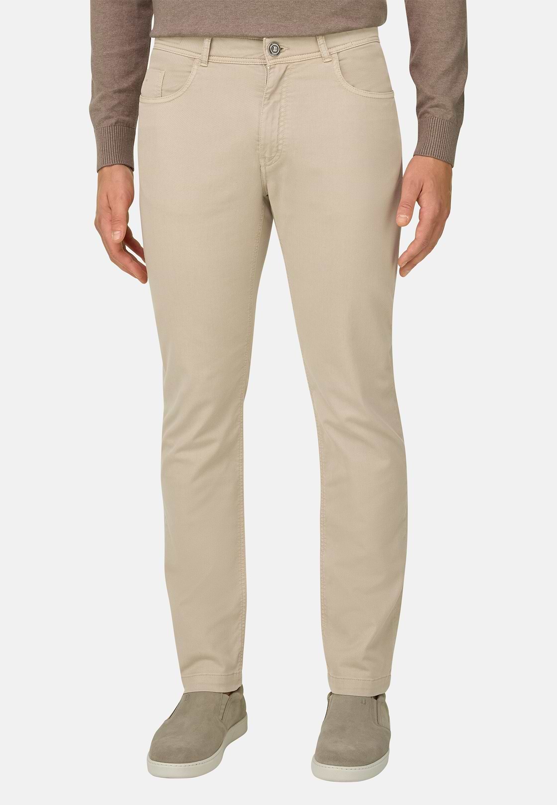 Jeans Aus Elastischem Baumwoll-Tencel, Beige, hi-res, 1