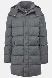 Parka In Flanella Imbottito In Piuma D`Oca, Grigio, hi-res