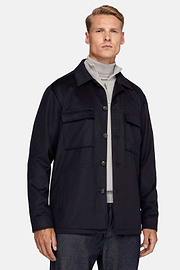 Hemd-Jacke Link aus reinem Kaschmir, Navy blau, hi-res