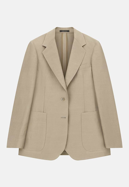 Linen Blend Jacket, Beige, hi-res
