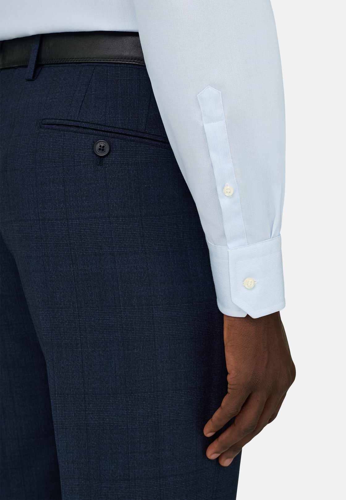 Camicia In Cotone Slim Fit, Azzurro, hi-res, 4
