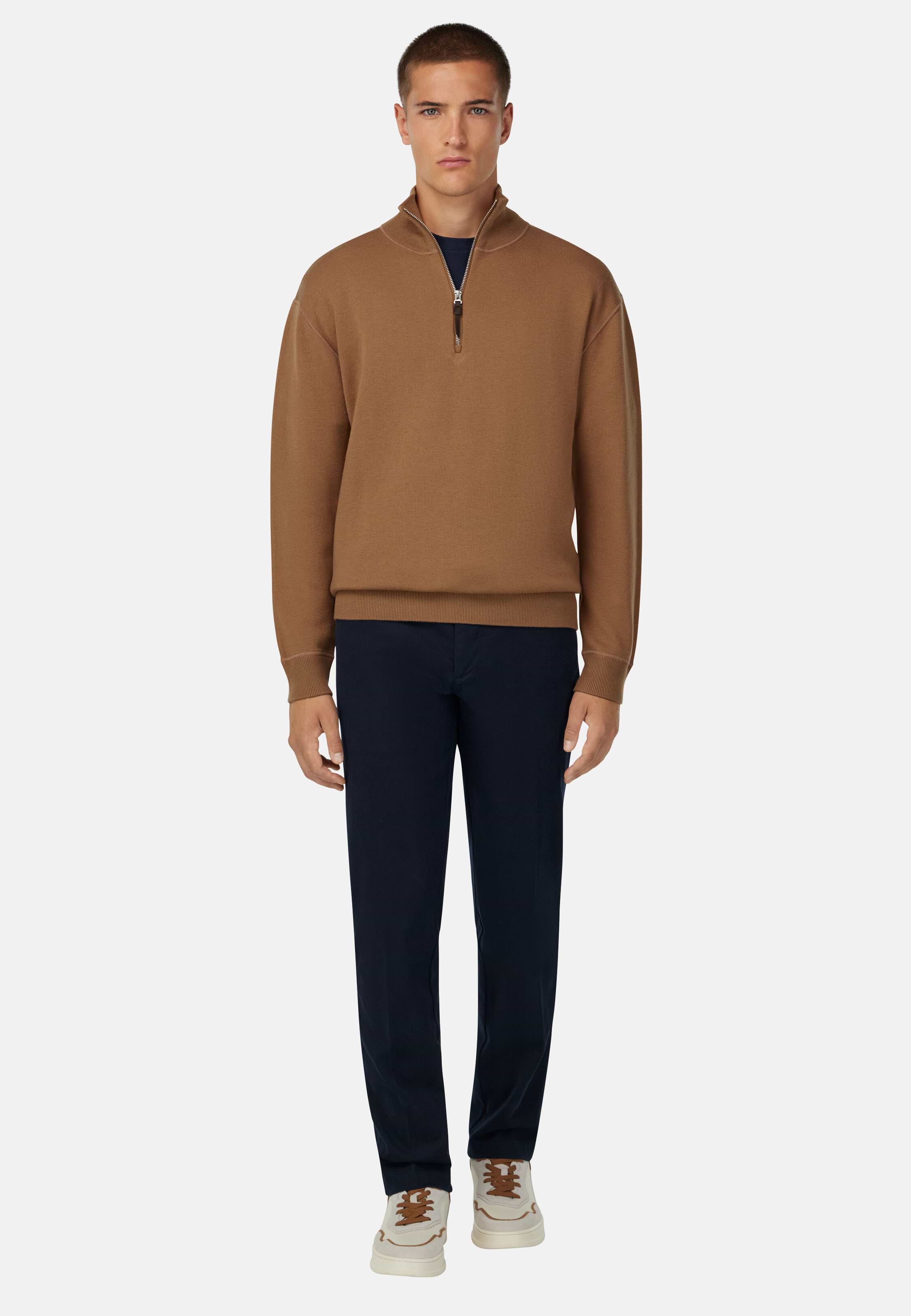 Men's Wool/Cashmere Half Zip Jumper | Boggi Milano