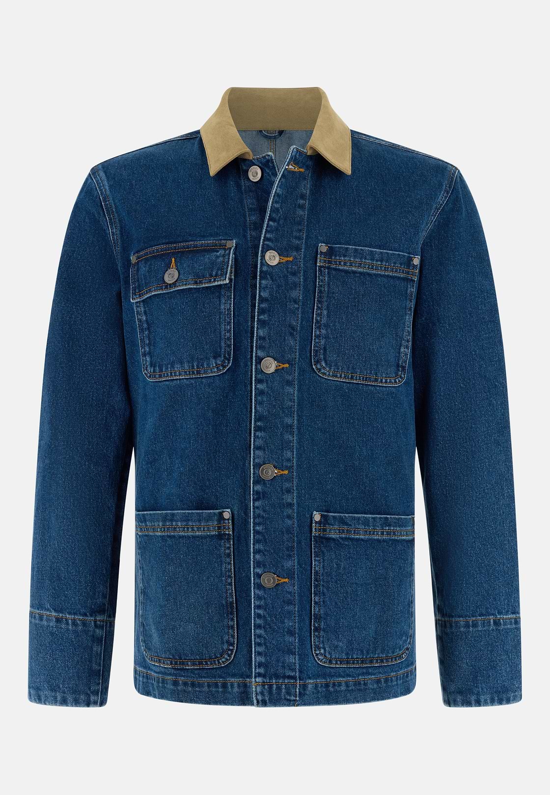 Giacca Camicia In Denim Di Cotone, Indaco, hi-res, 5