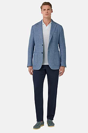 Linen and Wool Jacket, Light Blue, hi-res