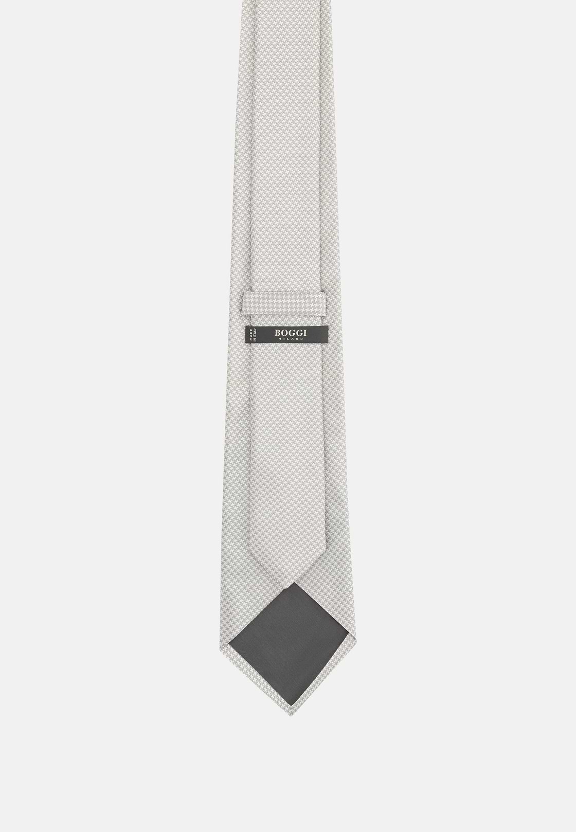 Houndstooth Silk Formal Tie, Silver, hi-res, 3