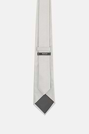 Houndstooth Silk Formal Tie, Silver, thumb, 3