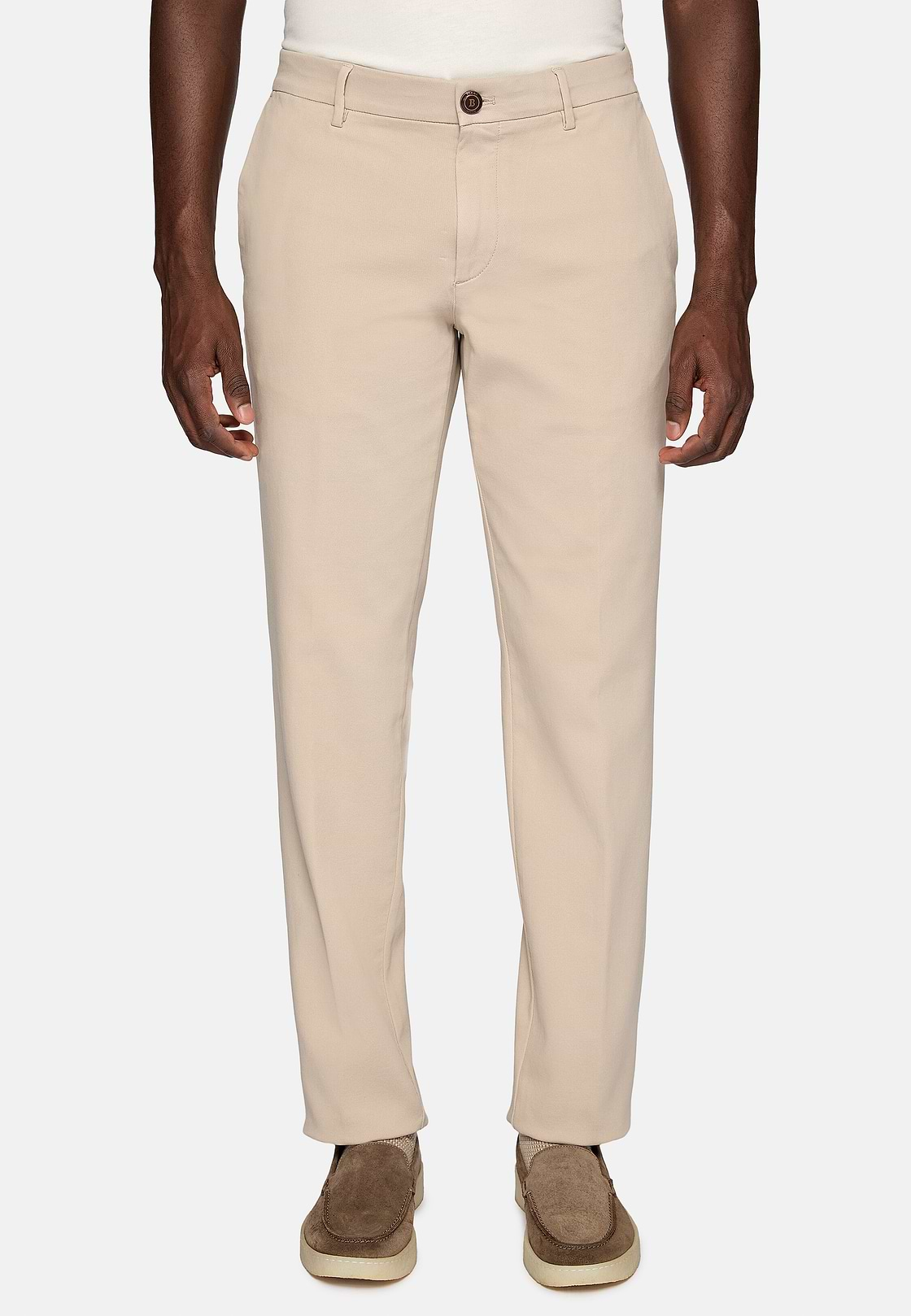 Stretch Cotton Trousers, Sand, hi-res