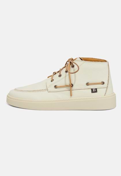 Leather High-Top Boat Shoes, Cream, hi-res